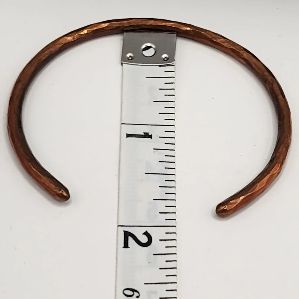 John S Brana Solid Copper Hammered Artisan Cuff Bracelet Round Open Box NIB